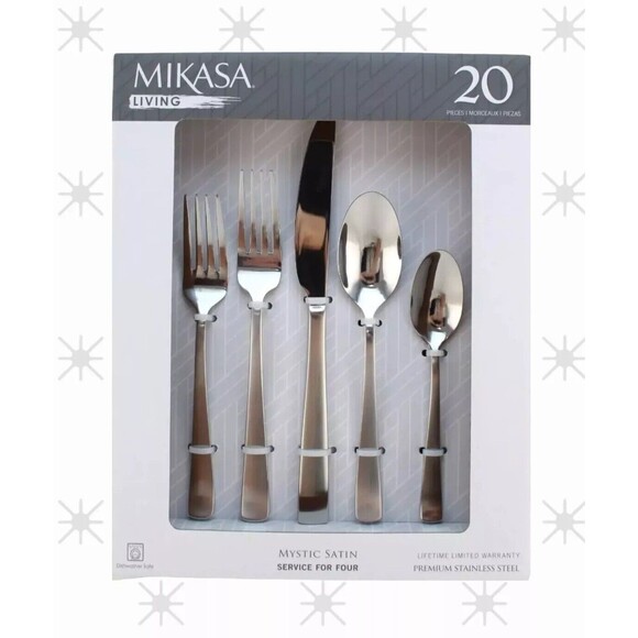 MIKASA Stainless Flatware Mystic Satin 20 Pc Service For Four Premium New In Box - Picture 2 of 7